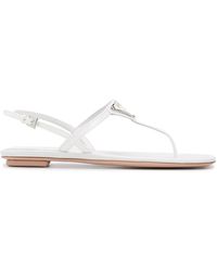 Prada Sandali con logo - Bianco