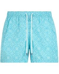 Fedeli - Geometric-Print Drawstring-Waist Swim Shorts - Lyst