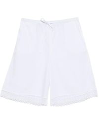 THE NINA STUDIO - Lace-Detail Drawstring Shorts - Lyst
