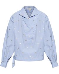 Munthe - Beliciama Striped-Pattern Bird-Print Blouse - Lyst