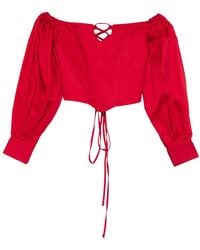 RHIZOME - Off-Shoulder Lace-Up Veracruz Blouse - Lyst