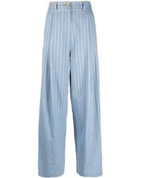 Alysi - Striped Wide-Leg Wool-Blend Trousers - Lyst
