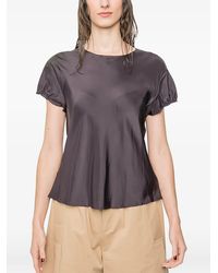 Susanne Bommer - Gathered-Sleeve Silk T-Shirt - Lyst