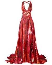 Roberto Cavalli - Kleid Mit Rosen-Print - Lyst