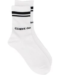 Comme des Garçons - Logo-Print Striped-Edge Socks - Lyst