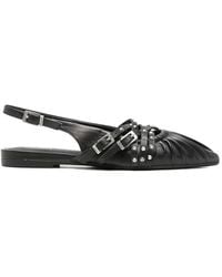 Ash - Studded Ruched Flat Pumps - Lyst