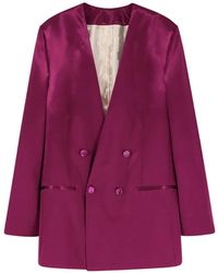 Alberta Ferretti - Double-Breasted Satin Blazer - Lyst