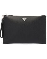 Prada - Clutch Aus Saffiano-Leder - Lyst
