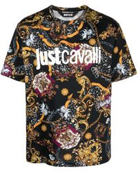 Just Cavalli - T-shirt en coton à imprimé graphique - Lyst