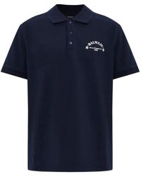 Balmain - Logo-Print Cotton Polo Shirt - Lyst