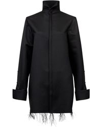 MM6 by Maison Martin Margiela - Blouse Met Franje Afwerking En Hoge Hals - Lyst
