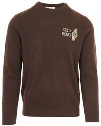 MC2 Saint Barth - Heron Light Wool And Cashmere Blend Crewneck Sweater With Money Embroidery - Lyst