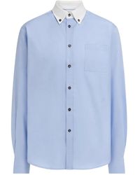 Ferragamo - Button-Down Overhemd Met Contrasterende Kraag - Lyst