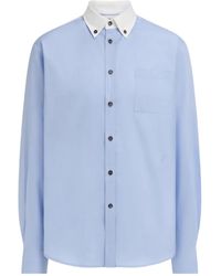 Ferragamo - Button-Down Overhemd Met Contrasterende Kraag - Lyst