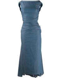 Talbot Runhof Gepunktetes Jeanskleid - Blau