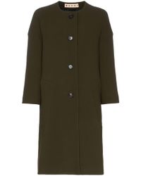Marni Wollen Cocon Jas Met Enkele Rij Knopen - Groen