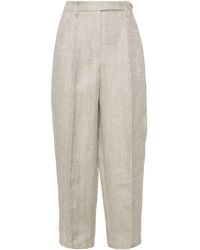Brunello Cucinelli - Mid-rise Tapered Linen Trousers - Lyst