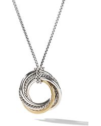 David Yurman - Collar Crossover de 37 mm en oro amarillo de 14 ct y plata de ley con colgante - Lyst