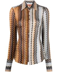 Missoni - Metallic Zigzag Crochet-knit Shirt - Lyst