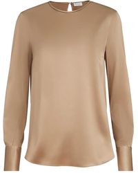 Brunello Cucinelli - Monili-Detail Long-Sleeve Blouse - Lyst
