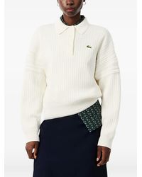 Lacoste - Ribbed-Knit Long-Sleeve Polo Shirt - Lyst