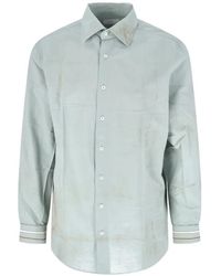 Prada - Camicia Con Logo E Polsini A Righe - Lyst