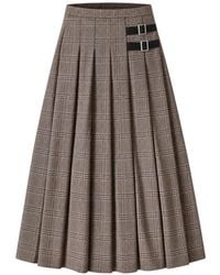 LE SULLY STUDIO - Buckled Pleated Prince Of Wales Check Skirt - Lyst
