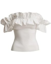 Essentiel Antwerp - Ruffled-Neck Off-Shoulder Top - Lyst