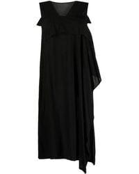 Y's Yohji Yamamoto - Robe Mi-Longue Drapée À Design Asymétrique - Lyst