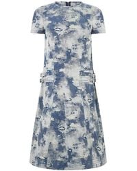 Moschino - Buckle-Detail Cloud-Print Midi Dress - Lyst