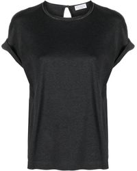 Brunello Cucinelli - Katoenen T-Shirt Met Keyhole Detail - Lyst