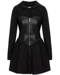 Hamza - Maris Leren Korsetjurk Met Rits - Lyst