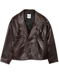 Sandro - Oversized Leather Jacket - Lyst