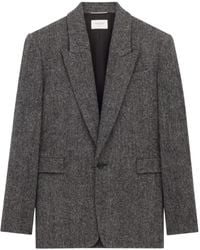 Saint Laurent - Herringbone Wool Jacket - Lyst
