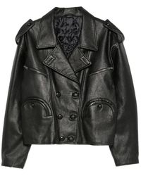Blazé Milano - Double-Breasted Leather Jacket - Lyst