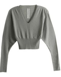 Rick Owens - V-Neck Ribbed-Knit Sweater - Lyst