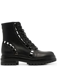 Gianvito Rossi - Cut-Out Lace-Up Boots - Lyst