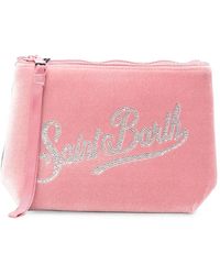 MC2 Saint Barth - Aline Logo-Embellished Velvet-Finish Clutch Bag - Lyst