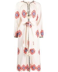Johanna Ortiz - Embroidered Cotton Midi Dress - Lyst