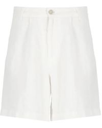 120% Lino - Leinen-Shorts mit Falten - Lyst
