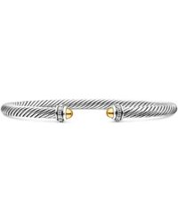 David Yurman - 18Kt And Sterling Classic Cable Diamond Bracelet (4Mm) - Lyst