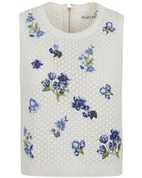 Alice + Olivia - Haut À Maille Ajourée À Fleurs Brodées - Lyst