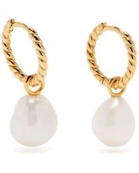 Missoma - Pearl Drop Hoop Earrings - Lyst