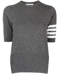 Thom Browne - Signature 4-bar Stripe Short-sleeve Cashmere Top - Lyst
