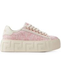 Versace - Greca Jacquard Canvas Platform Sneakers - Lyst