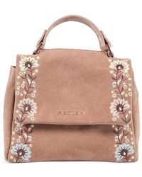 Orciani - Floral-Embroidered Shoulder Bag - Lyst