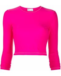 Damen Bekleidung Oberteile Langarm Oberteile RED Valentino Synthetik Cropped-Top in Pink 