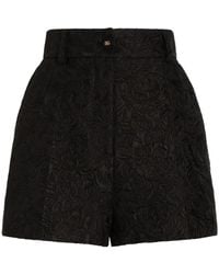 Dolce & Gabbana - Quilted Floral Jacquard Shorts With Dg Logo - Lyst