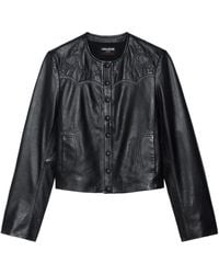 Zadig & Voltaire - Embroidered-Details Leather Jacket - Lyst