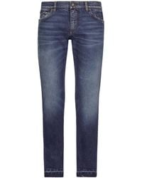 Dolce & Gabbana - Straight-Leg-Jeans Mit Logo - Lyst